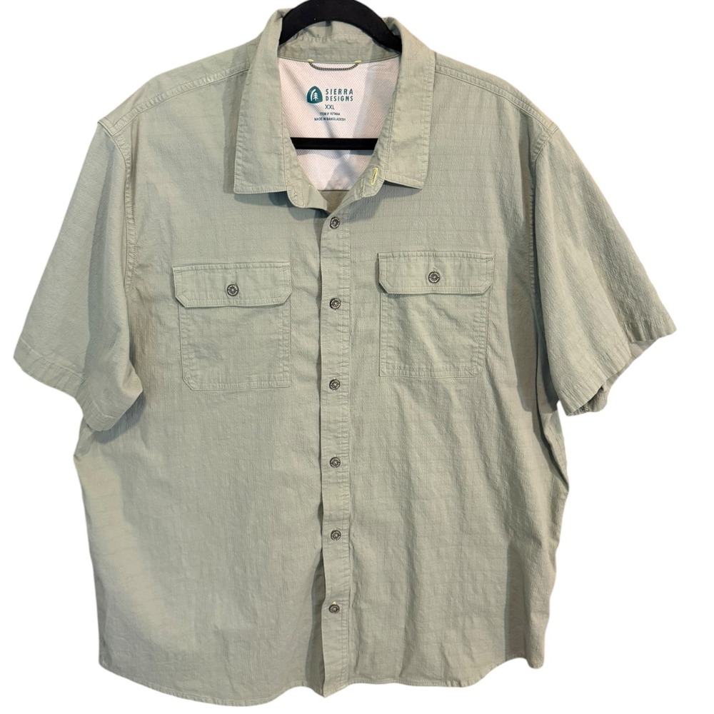 Sierra Designs‎ Mens Short Sleeve Ripstop Button Up Shirt Hiking Camping Sz XXL